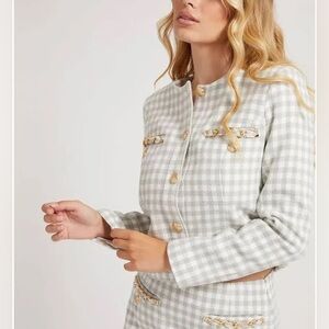 GUESS Bella Tweed Jacket - Grey Pearl Multi